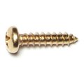 Midwest Fastener Sheet Metal Screw, #12 x 1 in, Brass Steel Pan Head Phillips Drive, 25 PK 64156